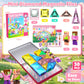 Mini Magnetic Tiles with 2 Little Action People, Light Up Travel Tiles with Magnetic Action Figures for Princess Castle, Micro Magnet Portable Toys
