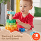 Fisher-Price Wood Toddler Toy Ring Stacker, 10-Piece Wooden Stacking Activity for Fine Motor Skills Play Kids Ages 18+ Months