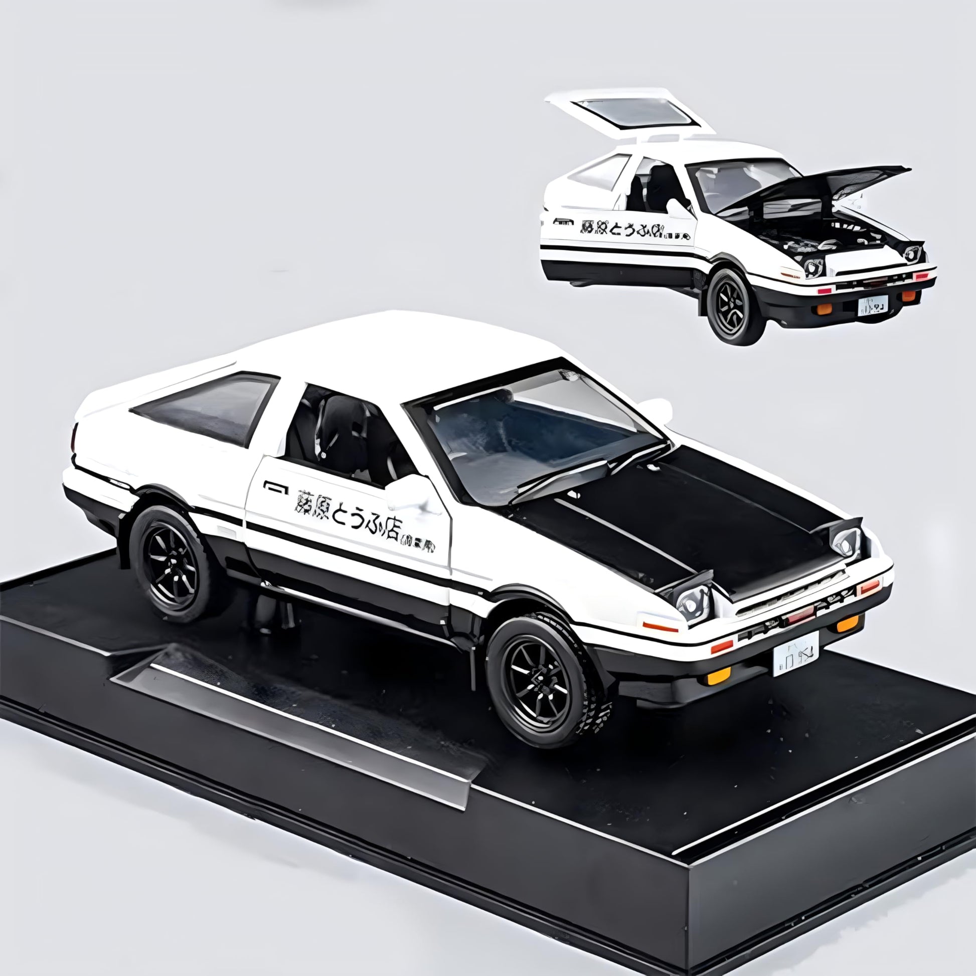 Mzexoma Initial D Trueno AE86 Alloy Diecast Car Model, Sports Car Toys for Kids and Adults,Pull Back Vehicles Toy Cars (Black-Type A)