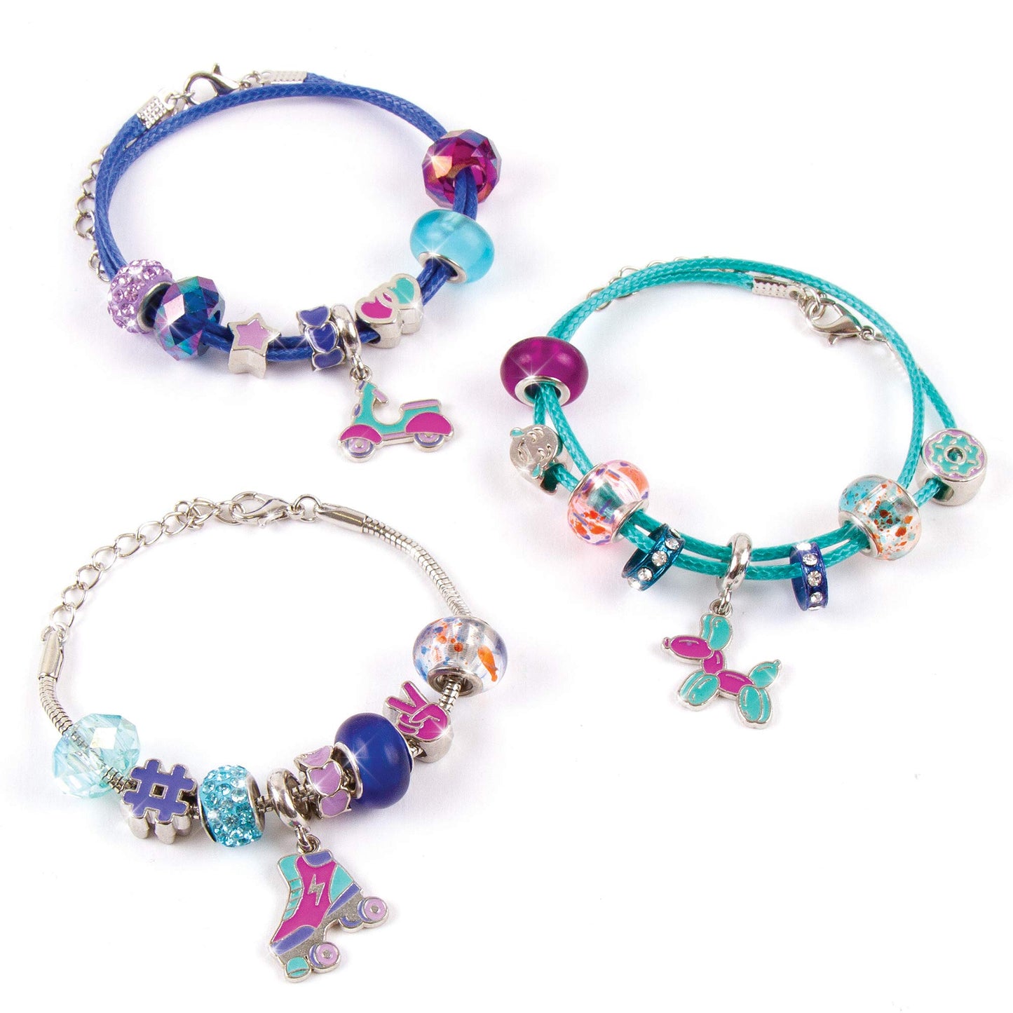 Make It Real - Halo Charms Bracelets True Blue - DIY Charm Bracelet Making Kit - Friendship Bracelet Kit with Beads, Charms & Cord - Arts & Crafts