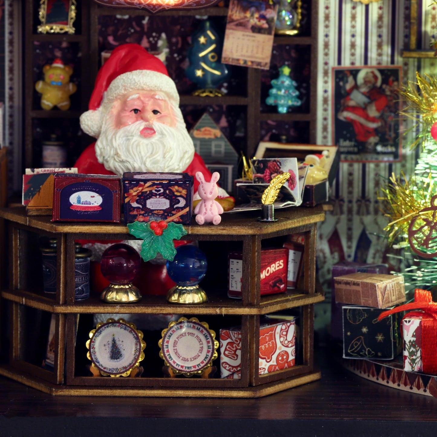 Hands Craft Christmas Wonderland DIY Miniature House Kit with Music & LED Lights - Holiday Storefront 3D Puzzle - Festive Craft Kit for Adults & Teens