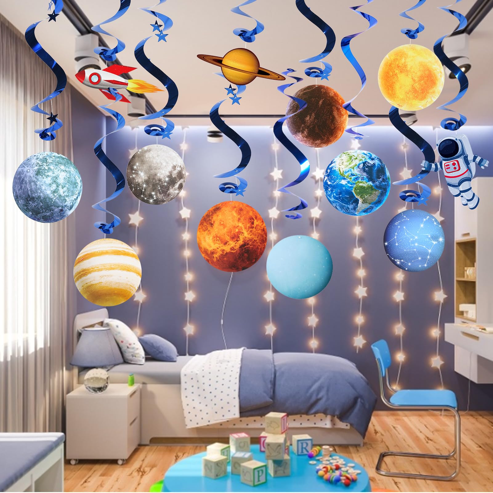 Easy Joy Solar System Hanging Swirl 12 Pieces Decorations Outer Space Party Planets Supplies Space Decorations Party Galaxy Room Decor
