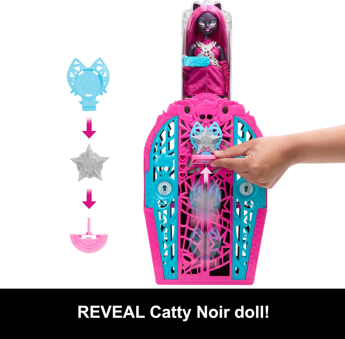 Monster High Skulltimate Secrets Doll and Accessories Set, Hauntlywood Mysteries Catty Noir with Reveal Closet & 19+ Glam Surprises Like Doll Clothes