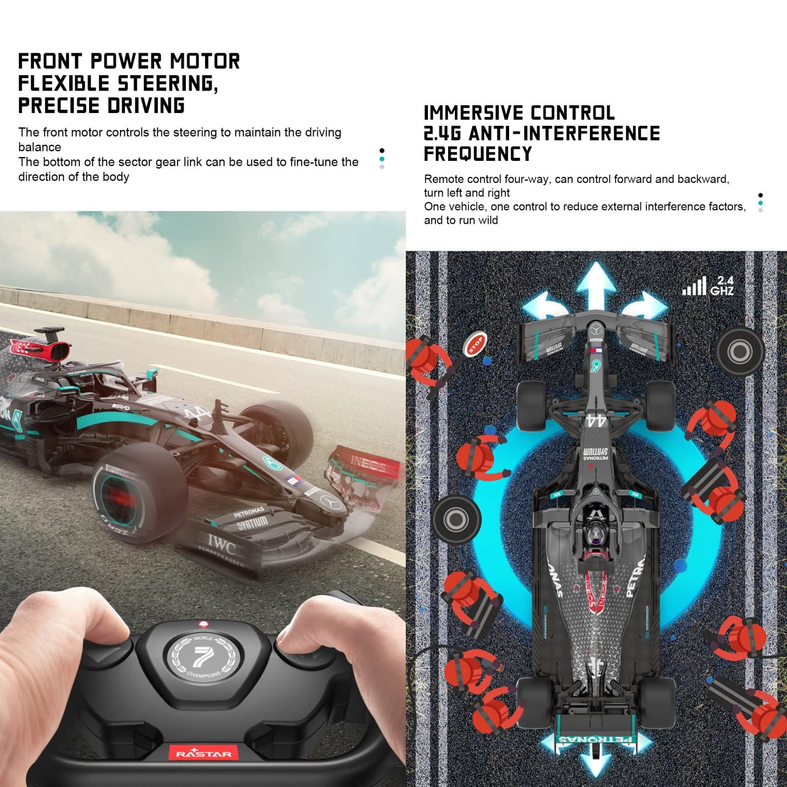 HTLNUZD 1:12 F1 Remote Control Car F1 W11 EQ Performance #44 Team Racing 1/12 Formula Drift Cars RC Model Toy Halloween Christmas Birthday Gift