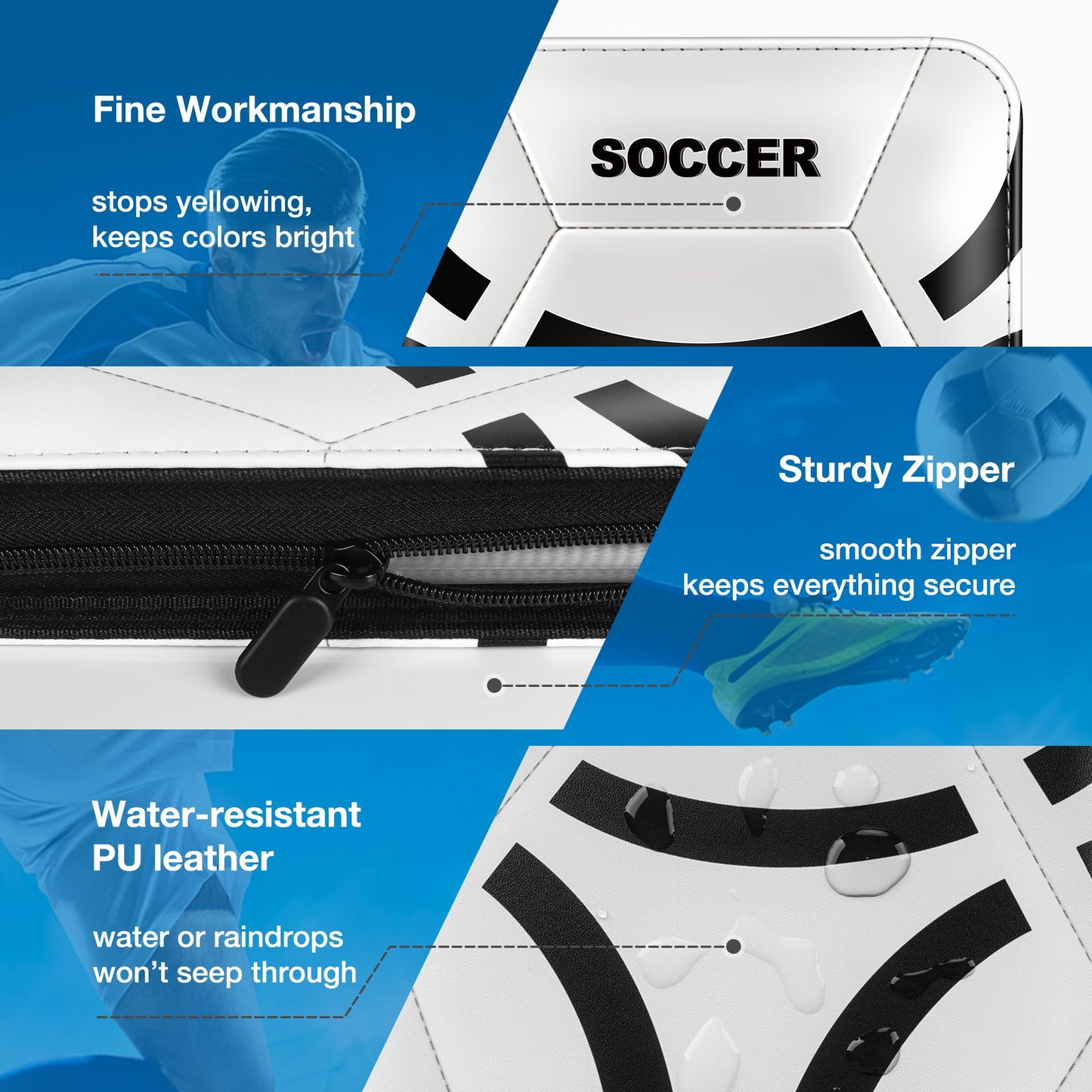 Lalasu Soccer Card Binder, 2025-2026 Soccer Trading Cards Binder with Wristband, 440 Double Sided Pockets Sleeves PU Card Albums Fit for Sports Cards
