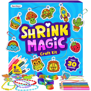 Shrinky Magic Craft Kit for Kids - Shrink Kit for Girls - Arts and Crafts for Kids Ages 4-8, 6-8, 8-12 - Craft Kits - 6 7 8 Year Old Girl Birthday
