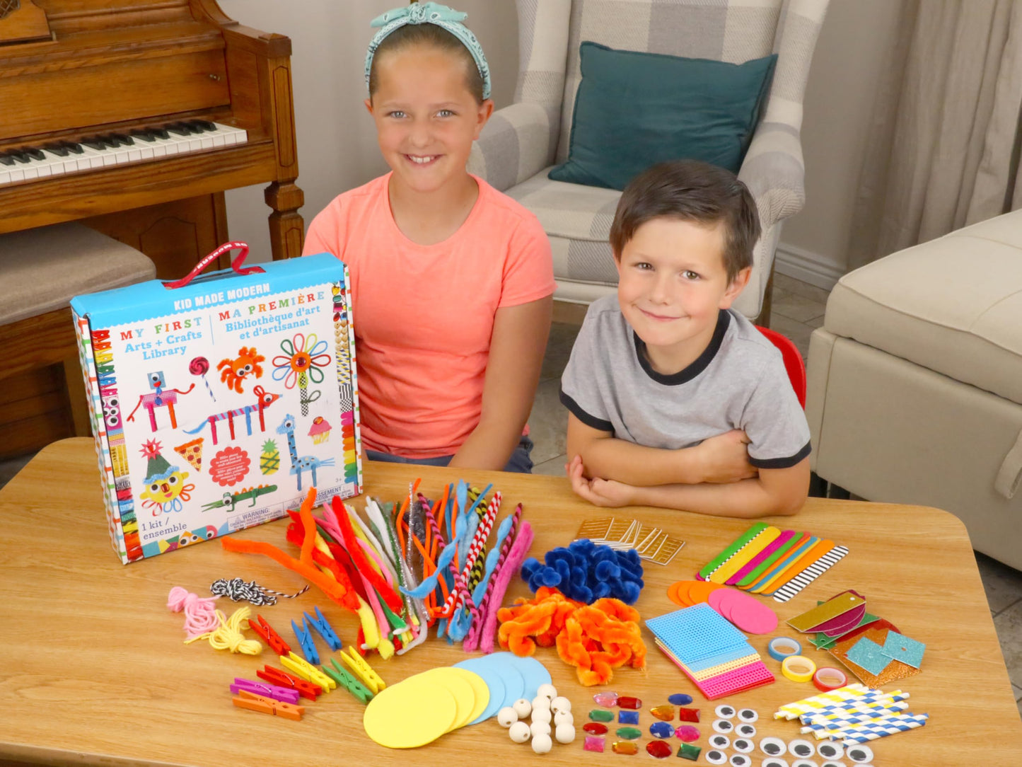 Kid Made Modern My First Arts & Crafts Set for Kids Ages 3 4 5 6 7 8+ - Ideal Preschool Craft Kits for Boys & Girls Toddler - 200+ Pieces Bulk Craft