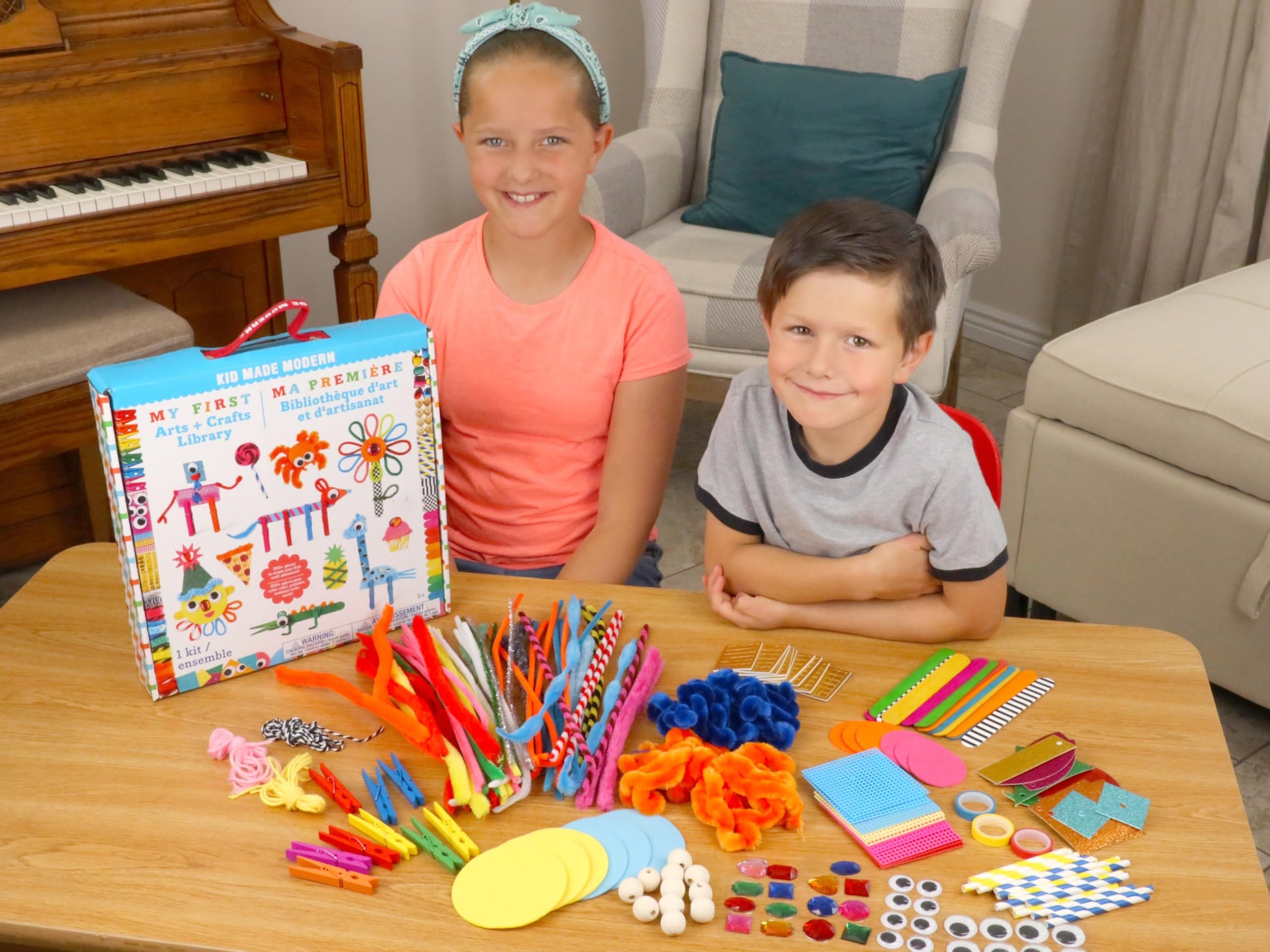 Kid Made Modern My First Arts & Crafts Set for Kids Ages 3 4 5 6 7 8+ - Ideal Preschool Craft Kits for Boys & Girls Toddler - 200+ Pieces Bulk Craft