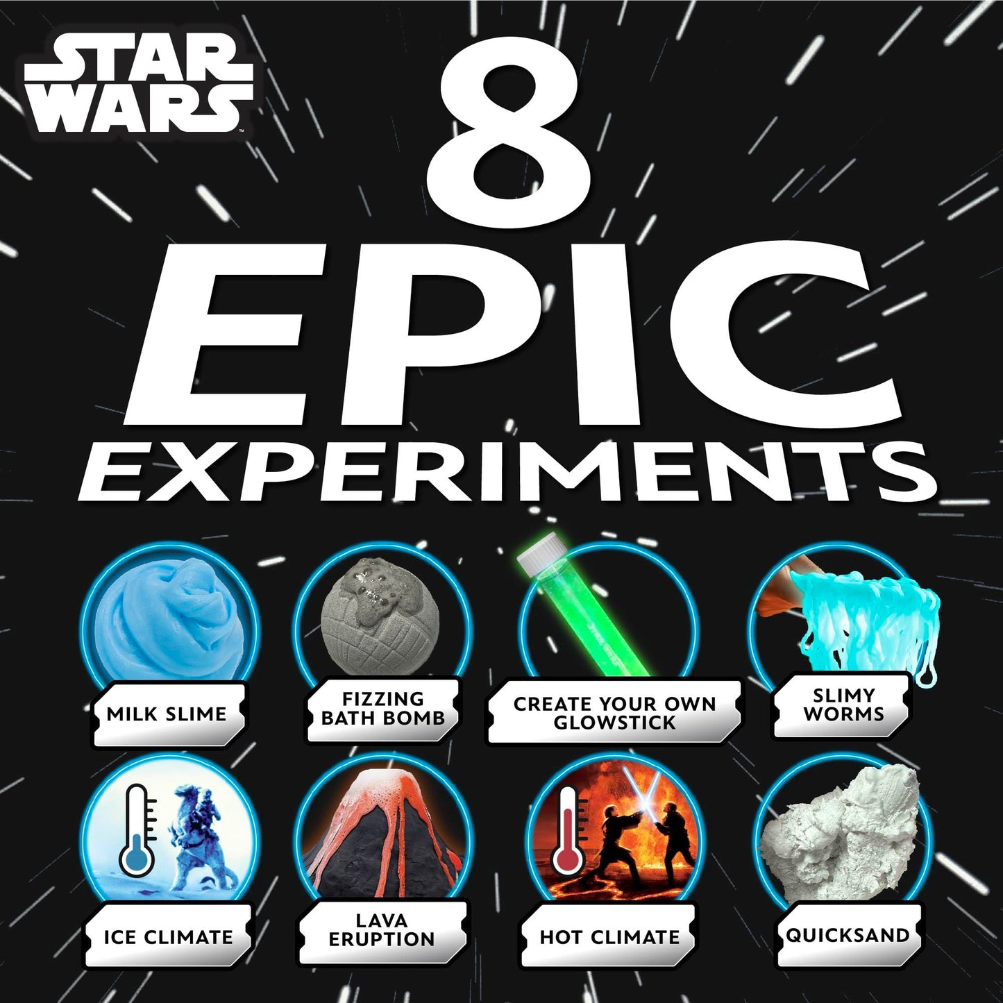 STAR WARS Galactic Chemistry Lab, Science Kit for Kids with 8 Easy Experiments and Reactions, Including DIY Lightsaber, Slime & Earth Science, Toys,