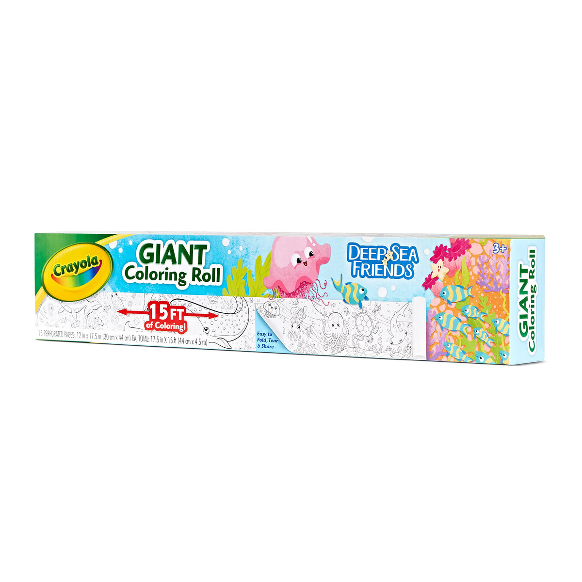 Crayola Giant Coloring Roll, 15 Perforated Ocean Coloring Pages, Gift for Kids, Ages 3, 4, 5, 6