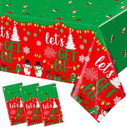 Yavxzvbw 3Pcs Let's Get Lit Christmas Party Decorations & Supplies - Tableware Set with Tablecloth & More for Friendsmas Party