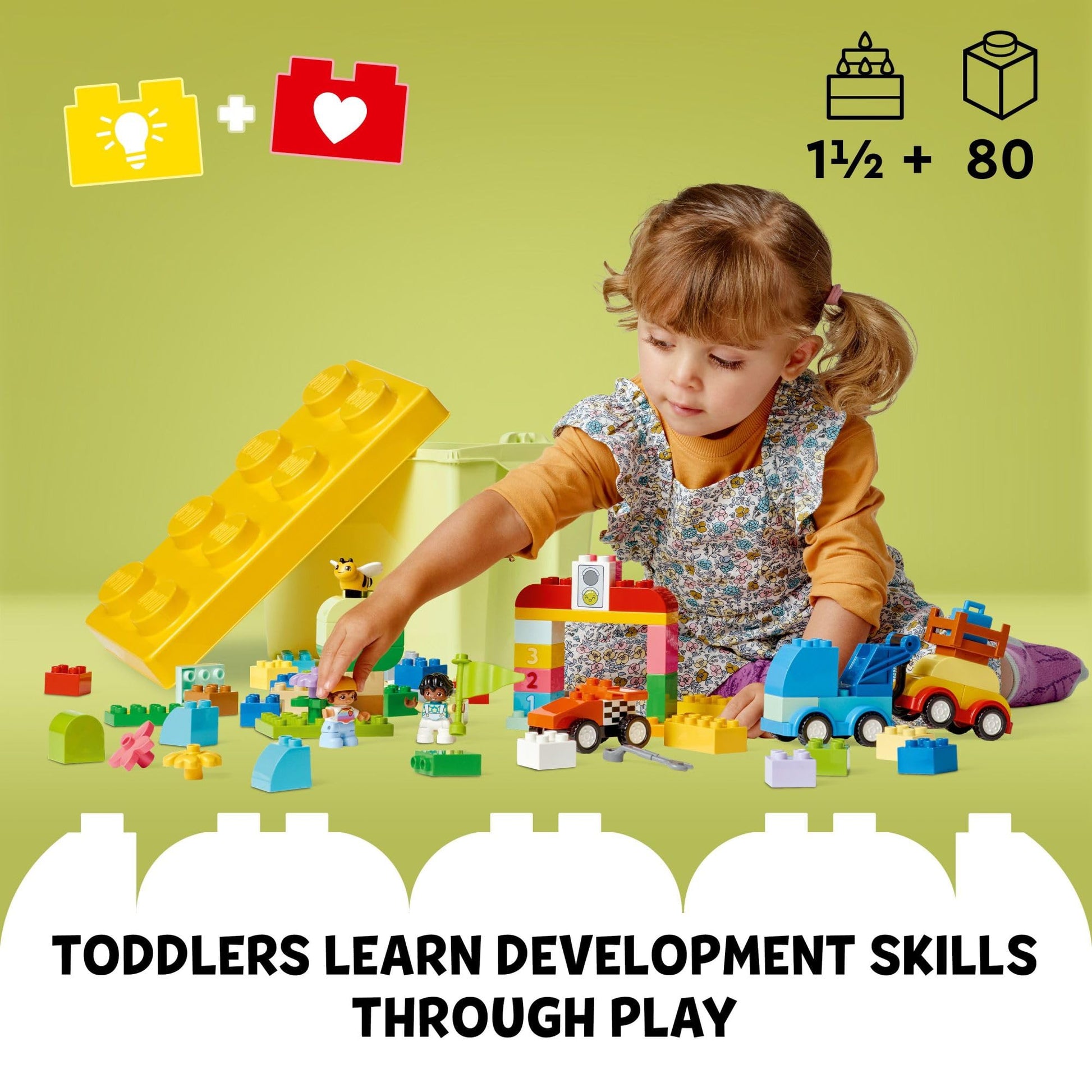 LEGO DUPLO Classic Cars and Trucks Brick Box Building Blocks - Learning & Educational STEM Toys for Toddlers, Ages 1.5+ Years - Develops Fine Motor