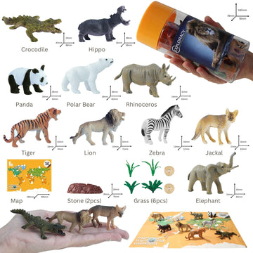 EXPLORACY 10pcs Mini Wild Animals Toys for Kids - Realistic Safari Figurines Jungle Zoo Playset Lion Elephant Tiger Forest Wildlife Animal Toys