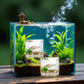 2Pcs White Goldfish Charm of A Mini Tank with This 1:12 Scale Miniature Accessory Square Fish Tank Realistic Glass Decor for Dollhouse Display