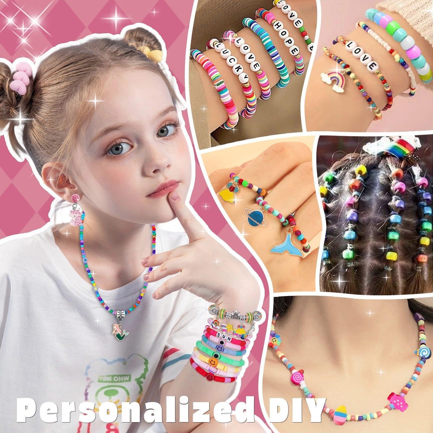 Krevix Toys Bracelet Making Kit for Girls, 3500pcs Beads for Charm Jewelry Making Kit Supplies, Unicorn/Mermaid Crafts for Girls Arts and Crafts