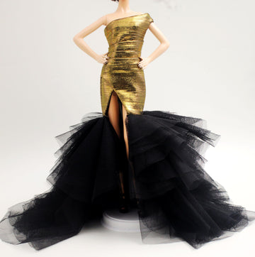 Cora Gu Handmade Golden Dress Fit for 12 inch Doll and Doll Not Included