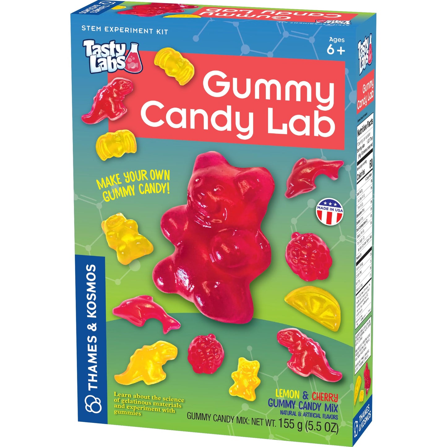 Thames & Kosmos Gummy Candy Lab V2.0 Tasty Labs STEM Experiment Kit, Make Yummy Gummy Candies in Cool Shapes - Dinos, Dolphins, Bears & More! Explore