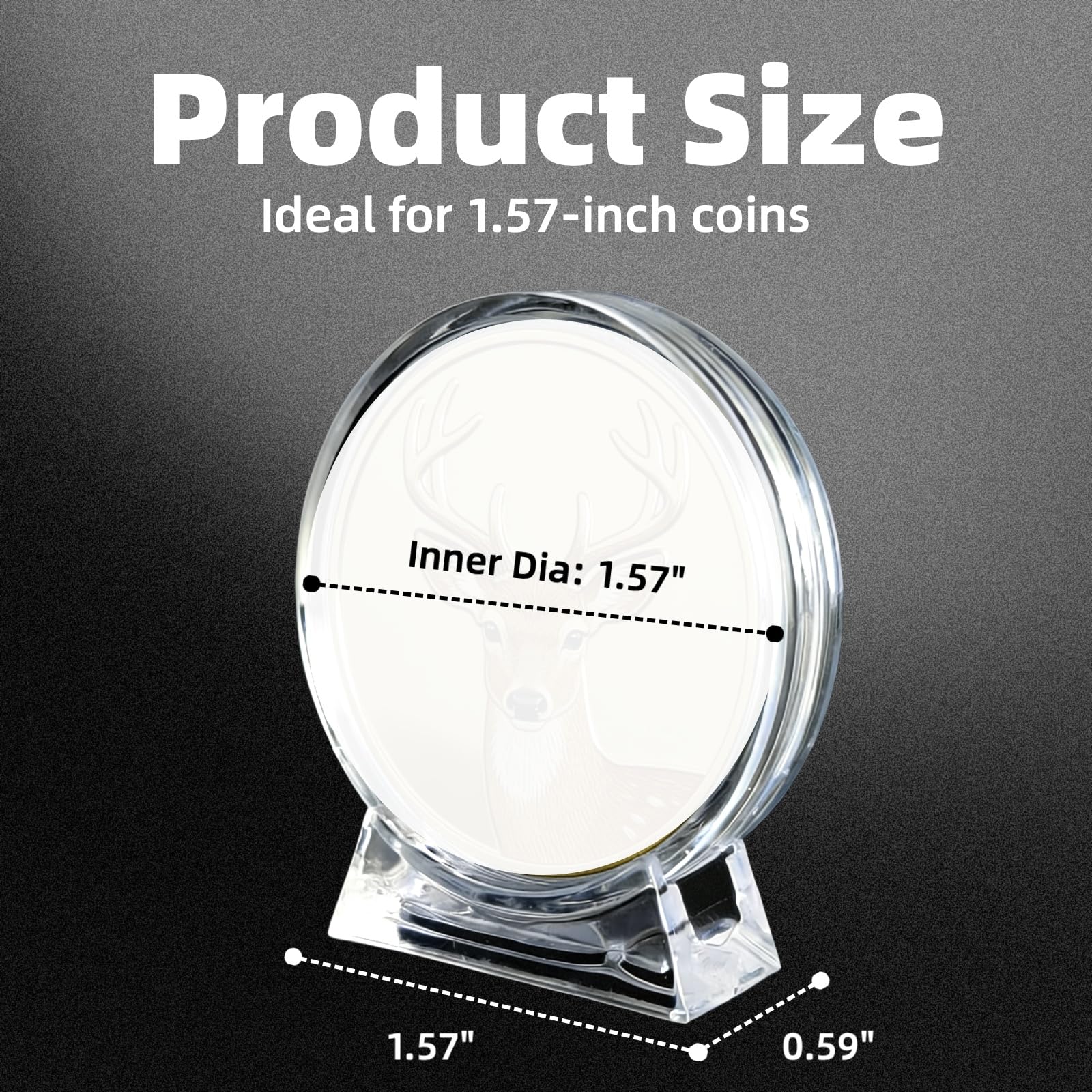 Eukkee Acrylic Challenge Coin Stand Set Military Coin Display Holder Vertical Coin Rack for 1.57 Inch Diameter Coins (10pcs/Set)