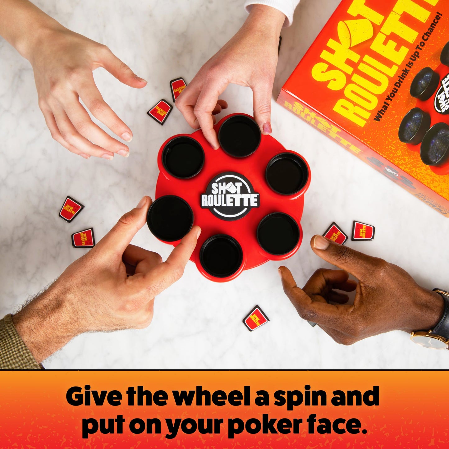 Buzzed: Shot Roulette by Relatable - The Roulette Wheel Drinking Game for Adults, Bachelor Party Games, Includes 1 Shot Roulette Wheel and 6 Shot Cups