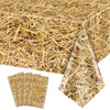 4Pcs Straw Tablecovers, Westtern Theme Birthday Tablecloths Plastic Farm Hay Table Cloths for Cowboy Western Party Supplies Farm, Hawaiian Luau, Hay