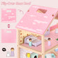 Pillowhale Wooden Dollhouse for Girls 3-Story Open Layout Playhouse with Furniture Accessories Pretend Play Role-Playing Toy Birthday Gift for Kids