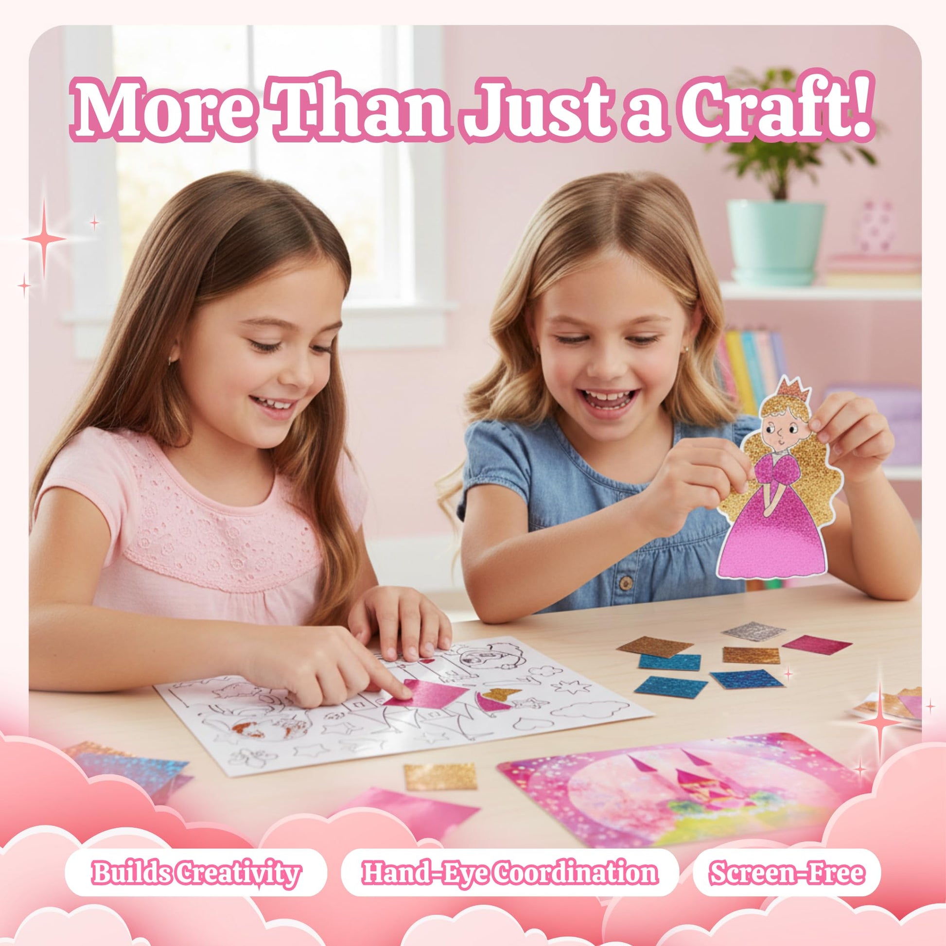 Luna Bear Foil It Fun Art Kit - Magical Princess & Unicorns Craft Set | Sparkly Foil Art for Kids Ages 4-8 | Mess-Free & Screen-Free Fun