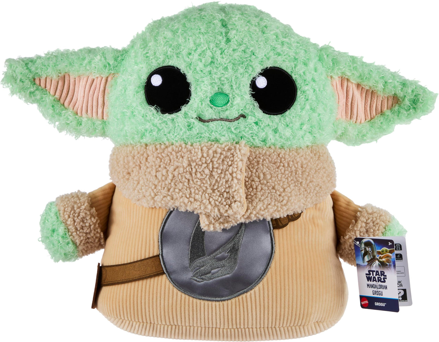 Mattel Star Wars the Mandalorian & Grogu Movie Grogu 12-inch Tall Plush with Embroidered Rondel Design on Chest Fuzzy Multi-Textured Soft Plush