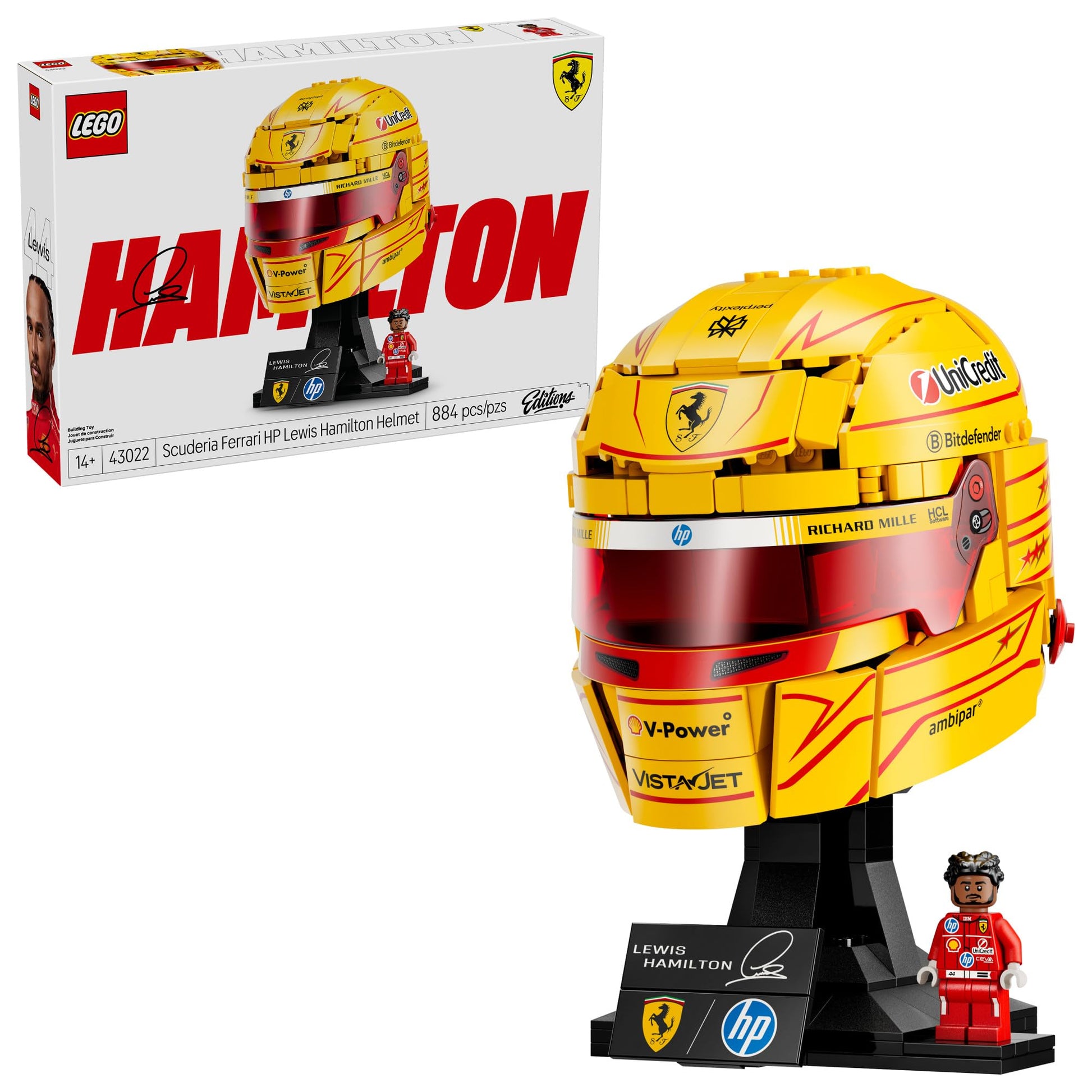 LEGO Editions Scuderia Ferrari HP Lewis Hamilton Helmet - Building Set for Teens, Ages 14+ - Collectible F1 Display - Bedroom or Home Office Decor -