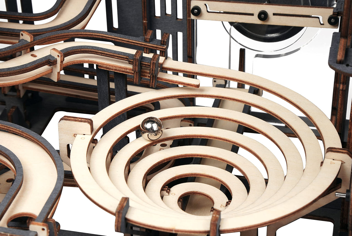 Hands Craft DIY 3D Wooden Puzzle - Marble Night City Marble Run Mechanical Assembly Model Kit Brain Teaser Educational STEM Toy Adults and Teens