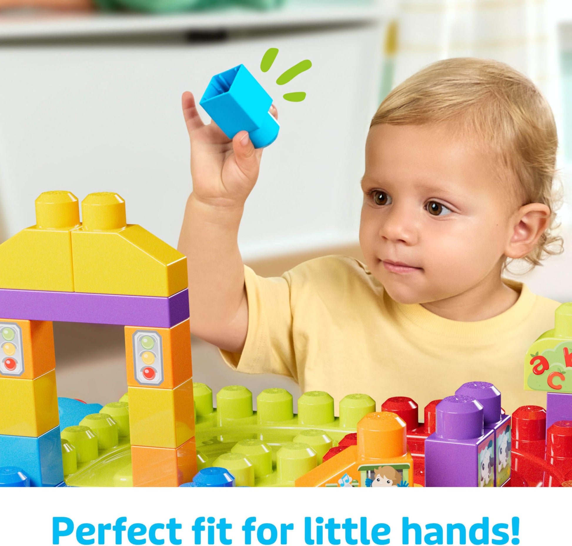 MEGA BLOKS First Builders Build 'n Learn Table Toddler Blocks Toy Set, Blue