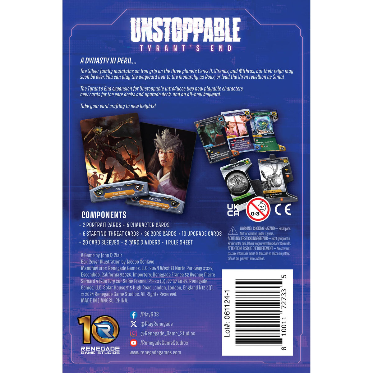 Renegade Game Studios: Unstoppable: Tyrant's End Expansion - Card-Crafting Board Game, 2 New Heroes, New Upgrades & Keyword, Solo Or Co-Op, Ages 14+
