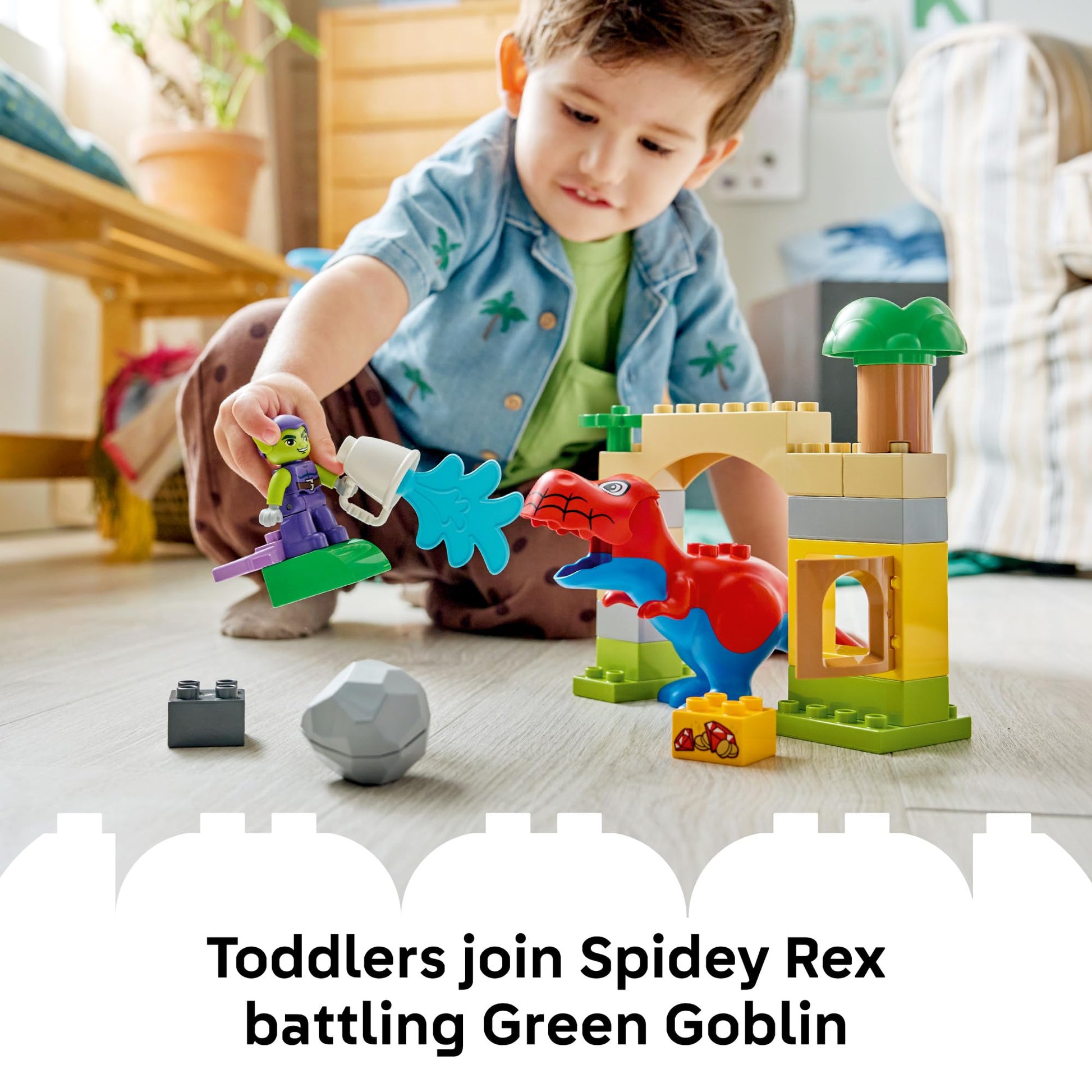 LEGO DUPLO Marvel Dinosaur Spidey-Rex vs. Green Goblin Building Toy for Toddlers - Spidey and His Amazing Friends Toys for Boys & Girls, Ages 2+