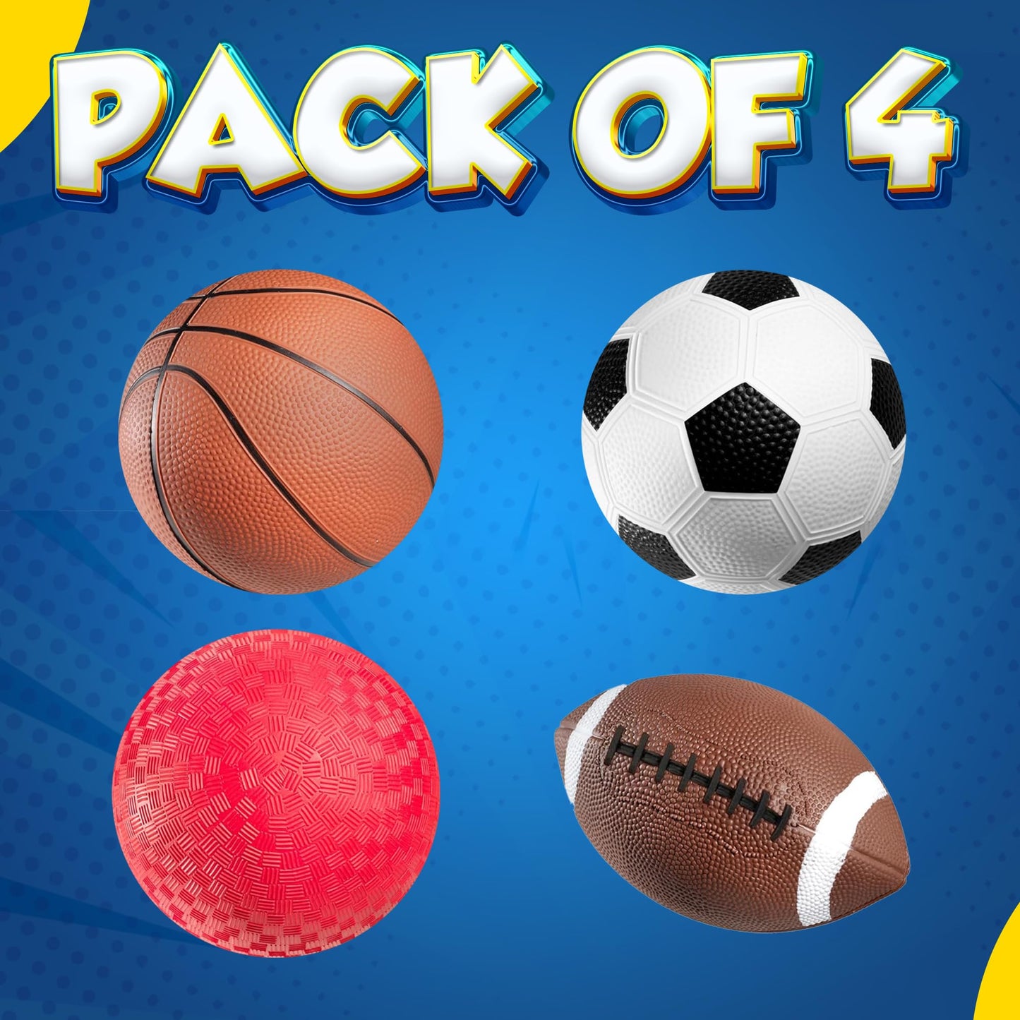 PlayBolt Sports Balls for Kids & Toddlers Toys - (Pack of 4) 5-inch