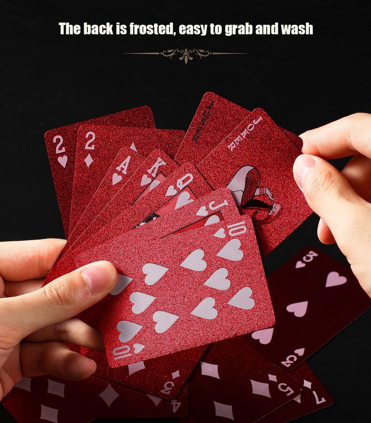 2 Deck of Waterproof Poker Cards,Red Playing Cards, Plastic Waterproof Playing Cards, Suitable for Family Gatherings and Outdoor Activities (2 Deck