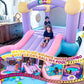 Inflatable Bounce House for Kids 3-6 with Water Slide Ball Pit Pool & 50 Ocean Balls, 5 in 1 Bouncy Castle w/ 6 Sticky Ball Dart Board Game