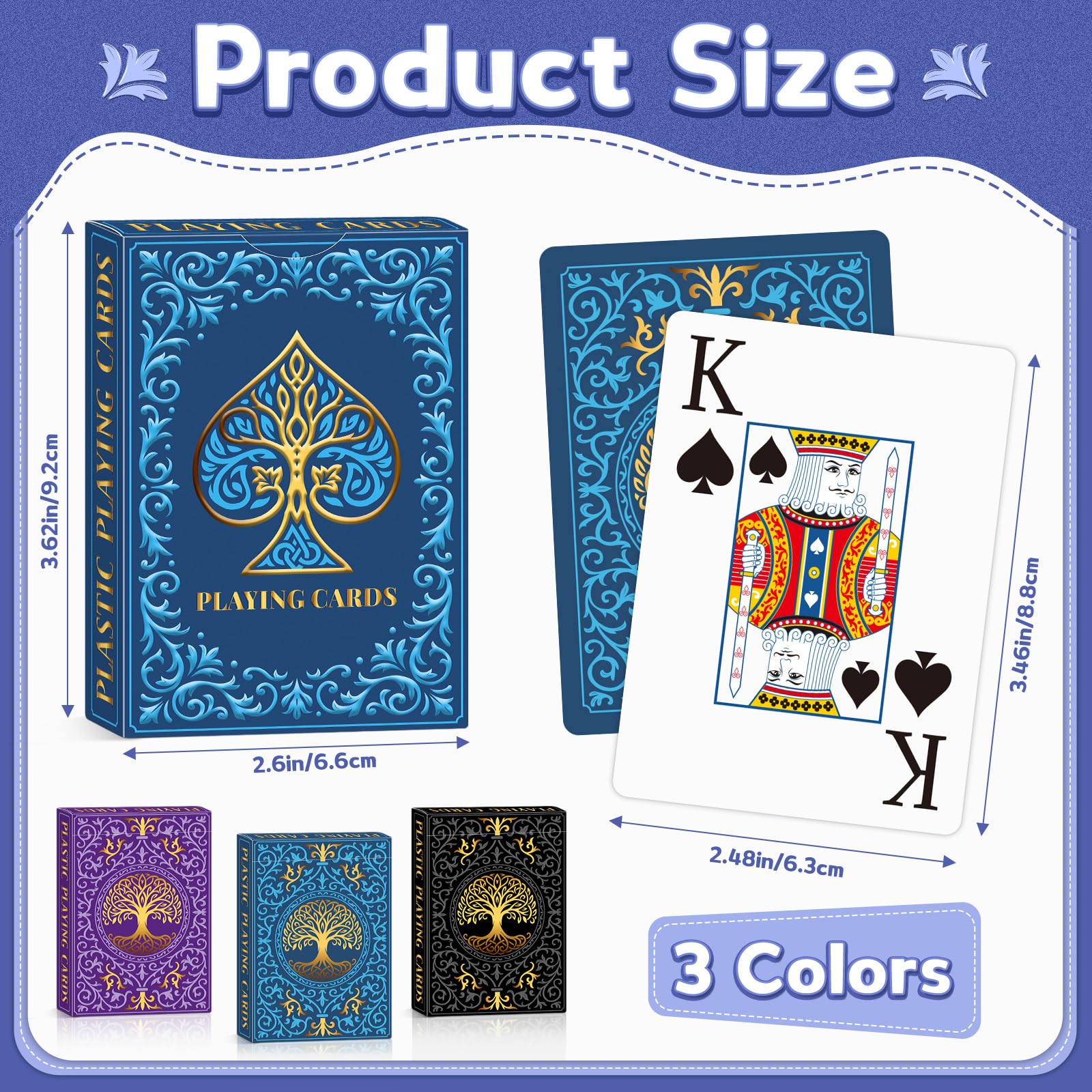 Plastic Playing Cards,Waterproof Playing Cards,Deck of Cards 6 Pack,Large Print Playing Cards for Senior,Poker Card Set for Card Games Family Game