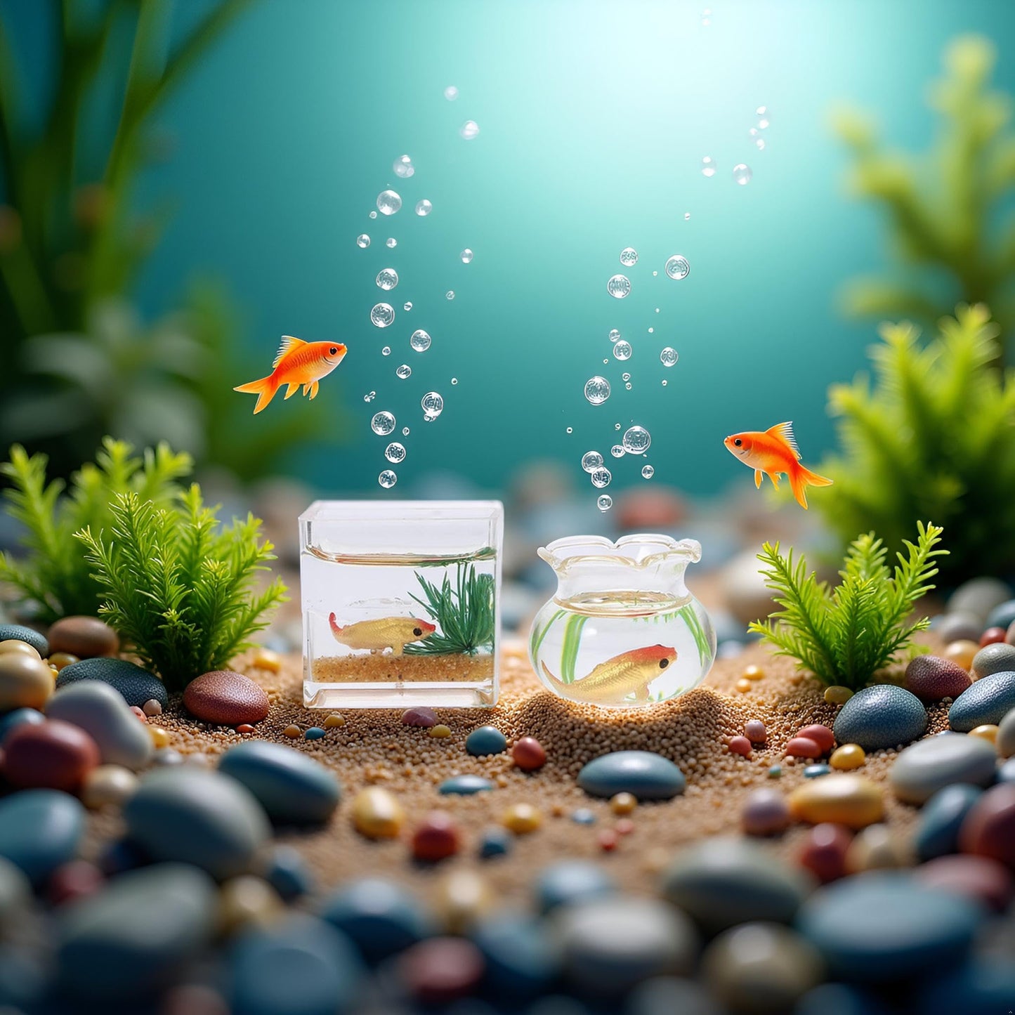 2Pcs 1/12 Scale Accessories Dollhouses Fish Tank?1: 12 Scale Miniature Fish Bowl Miniature Dollhouse Accessories for Garden Scene Decor Desktop