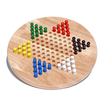 WE Games Wooden Chinese Checkers Board Game with Wood Pegs