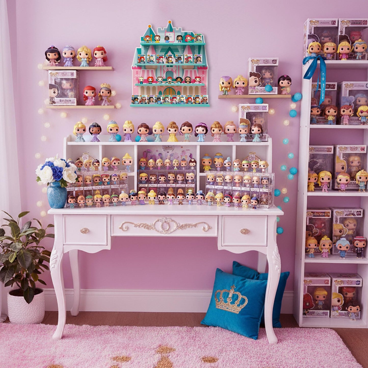 AUFGELD Display Shelf Compatible with Funko Bitty Princesses Series, Display Stand for Bitty Pop Princess Figures, Wallmountable Bitty Shelf, Displays