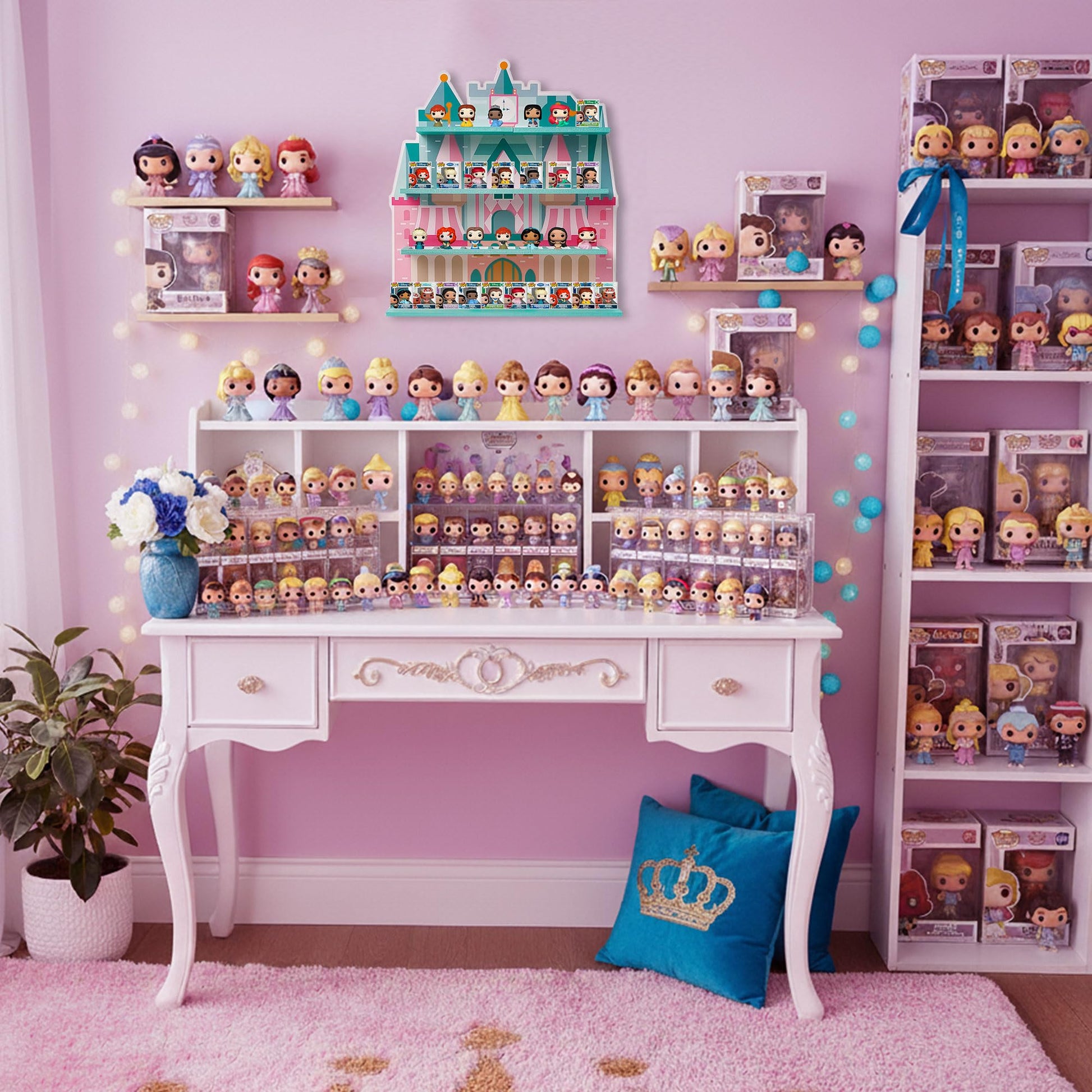 AUFGELD Display Shelf Compatible with Funko Bitty Princesses Series, Display Stand for Bitty Pop Princess Figures, Wallmountable Bitty Shelf, Displays