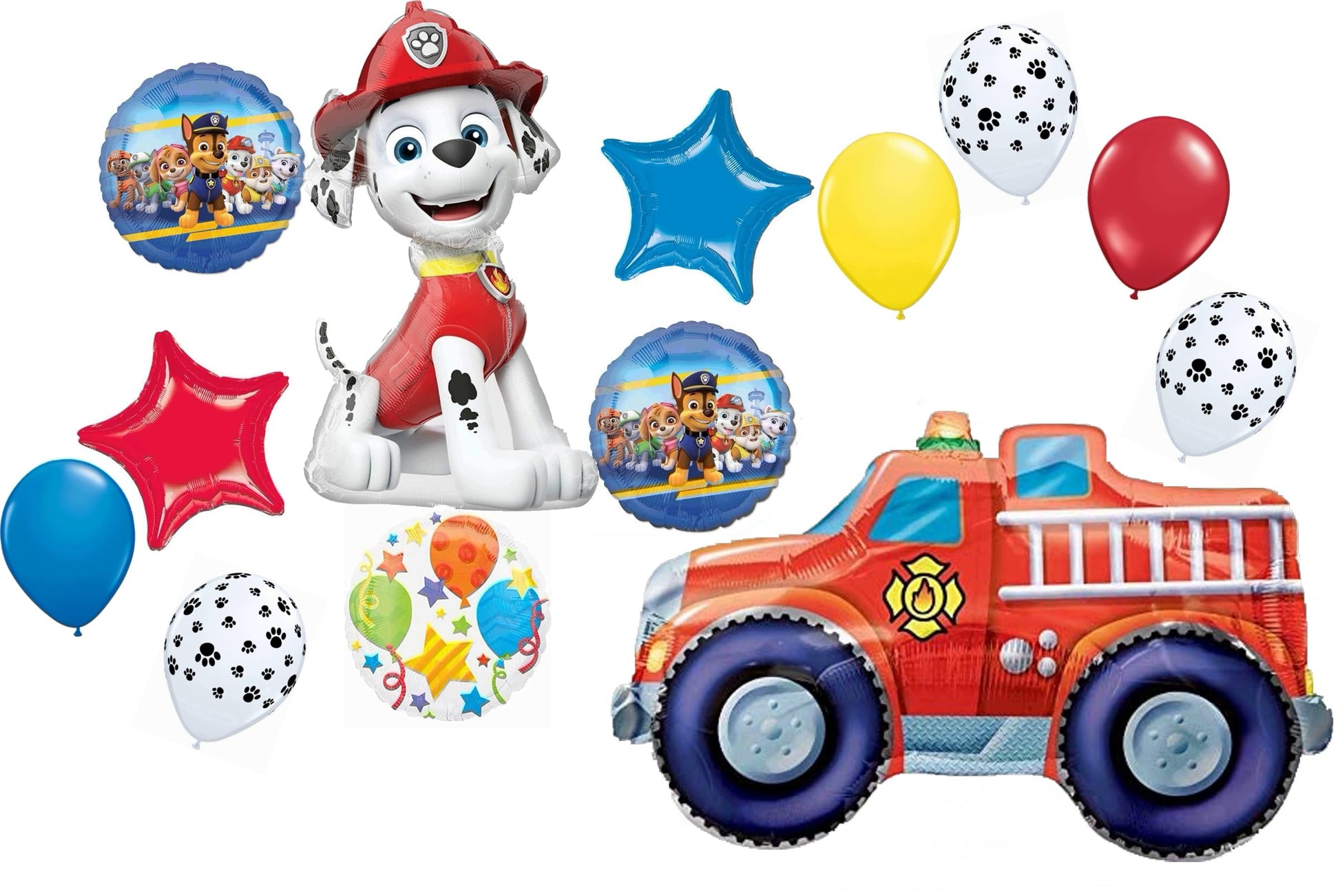 Paw Pups Marshall Fire Truck Ladder Engine on Patrol Birthday Balloons