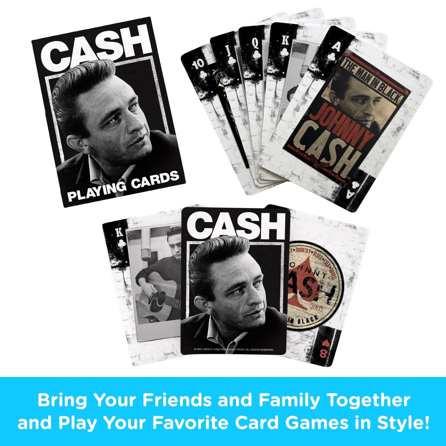 Aquarius Johnny Cash Playing Cards Standard Size - Themed Novelty Deck with 52 Unique Photo Designs - Collectible Merchandise Gift for Teens