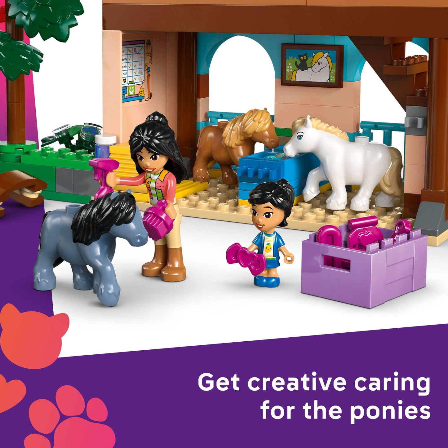 LEGO Friends Pony Ranch & Stable Pretend Play Building Toy - Playset with 3 Horse Toys for Creative Storytelling - Birthday Gift Idea for Girls &