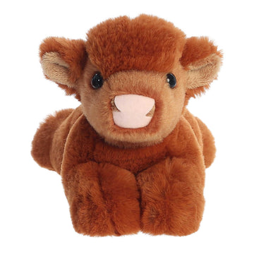 Aurora® Adorable Mini Flopsie™ Highland Cow Calf Stuffed Animal - Playful Ease - Timeless Companions - Brown 8 Inches