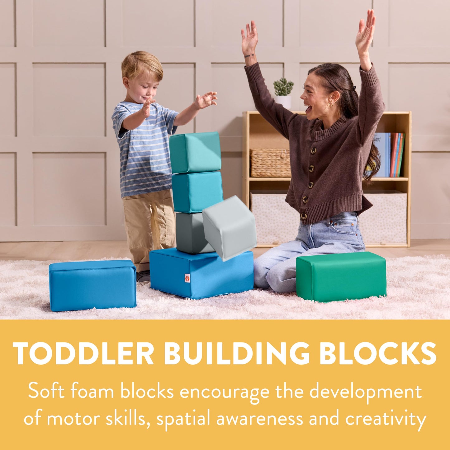 Back2School Express EarlyBuilder Foam Stacking Block Set, Small, Soft Play, Contemporary, 7-Piece