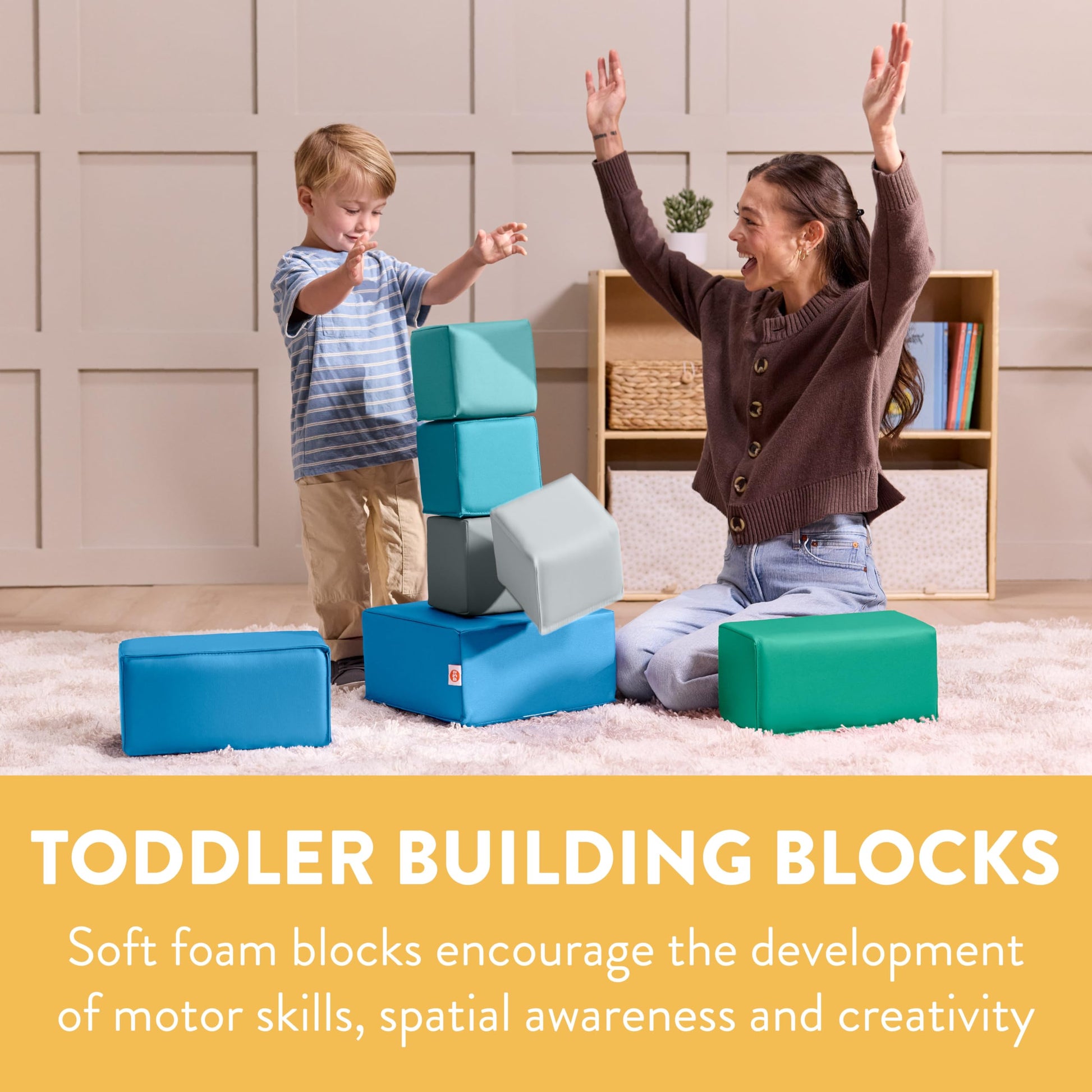 Back2School Express EarlyBuilder Foam Stacking Block Set, Small, Soft Play, Contemporary, 7-Piece