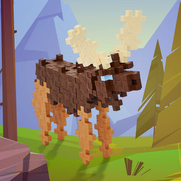PLUS PLUS Moose - 3D Animal Figurine Building Block Set Tube, Mini Interlocking Puzzle Pieces, Fun Stem Toys for Kids