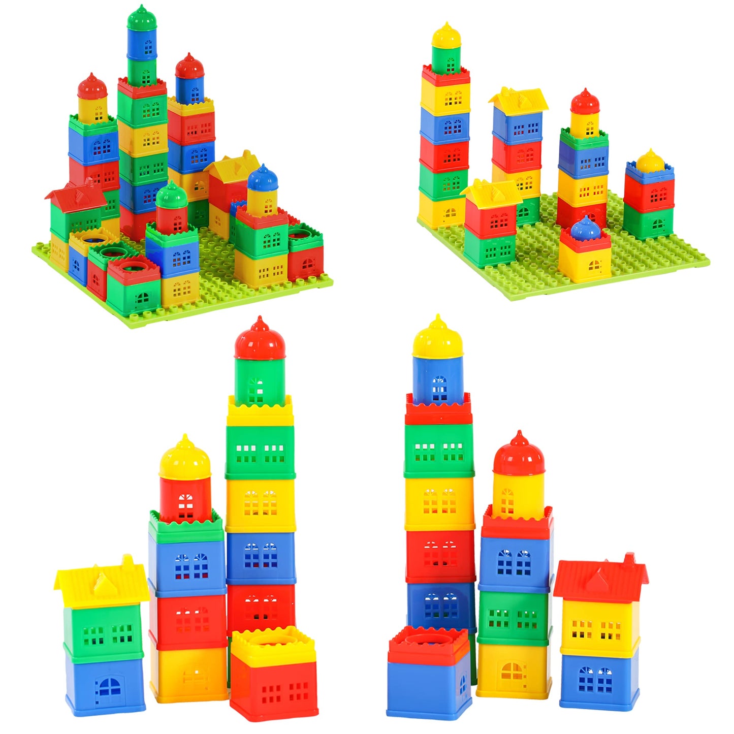 KUTOI Toddler Building Blocks for Kids Ages 4-8, Toddler Blocks Stacking Toys, Fun House Big Blocks Building Sets with 10” x 10” Baseplate