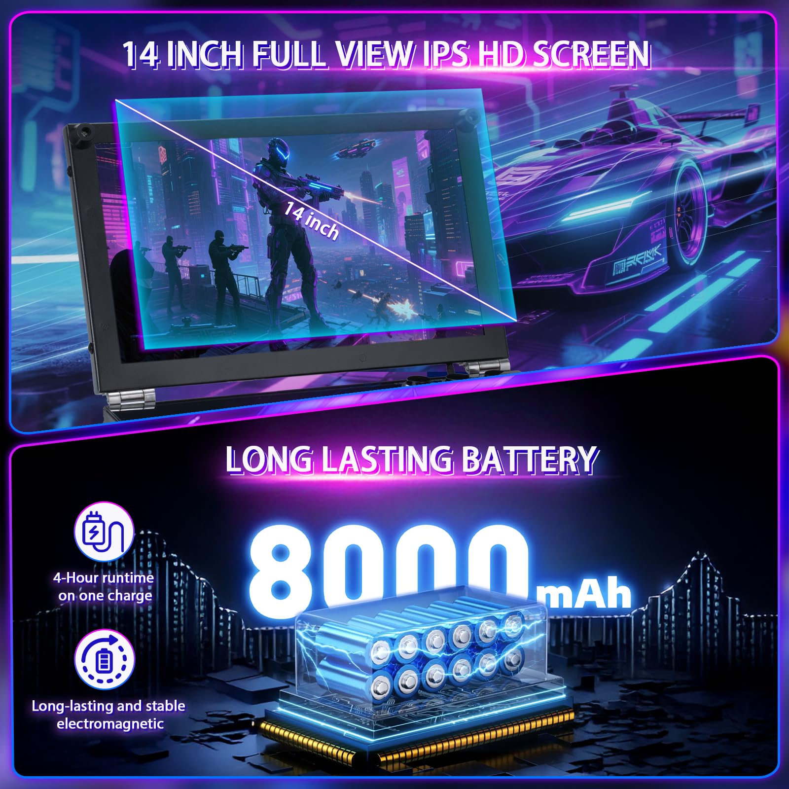 2026 Upgraded Portable Arcade Machine Pandora Box - 2D3D Retro Gaming Console, 8000mAh Battery, Includes Extra Gamepad, Plug & Play Console with