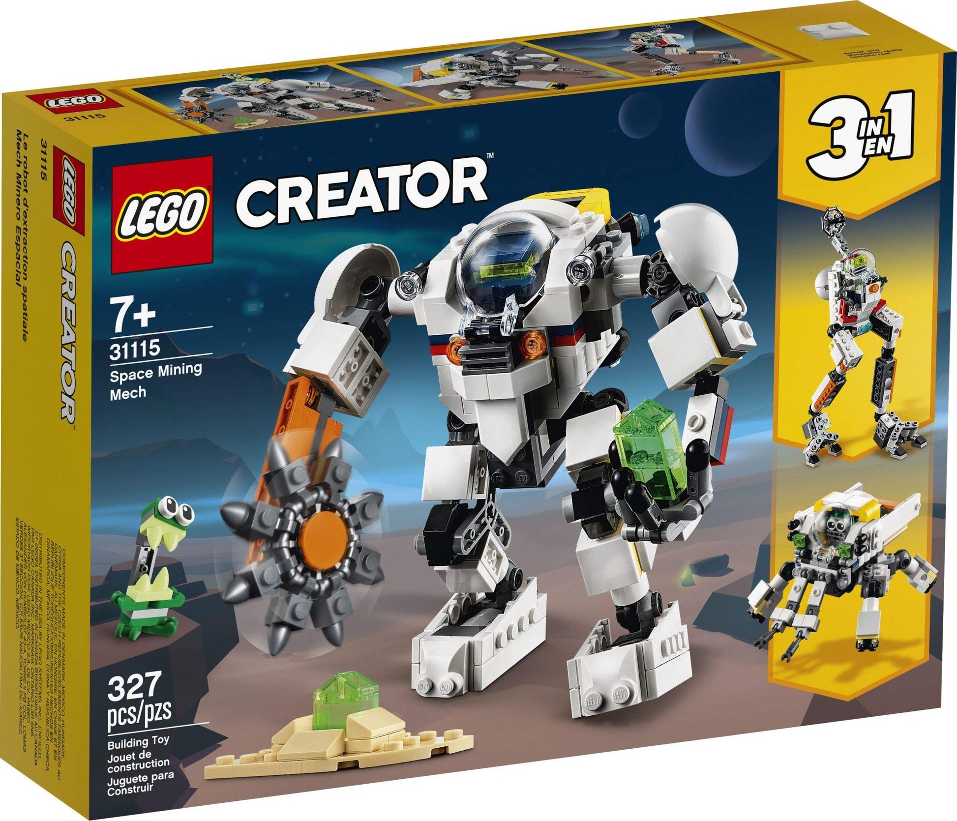 LEGO Creator 3in1 Space Mining Mech 31115 Building Kit Featuring a Mech Toy, Robot Toy and Alien Figure; Makes The Best Toy for Kids Who Love Creative